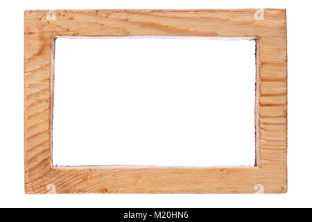 Un pezzo di legno vintage frame isolati su sfondo bianco. Modelli naturali, di consistenza Foto Stock