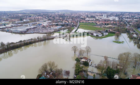 La Senna inondazioni in triel sur seine city, Yvelines, Francia Foto Stock