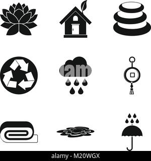 Mondo giapponese set di icone, stile semplice Illustrazione Vettoriale