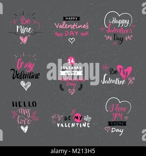 Il giorno di San Valentino Etichette, scudetti e icone, amore biglietti di auguri, tipografia Design Set di elementi Illustrazione Vettoriale