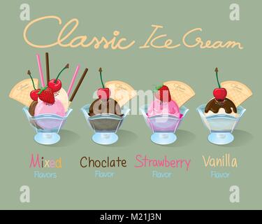 Serie di classici del gelato. Illustrazione Vettoriale