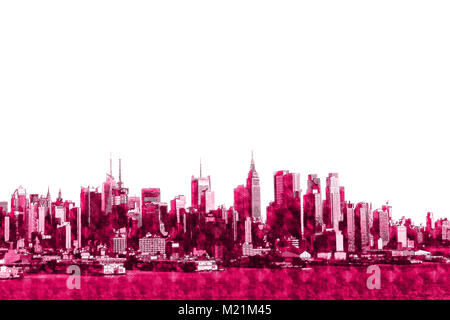 Manhattan visto dal New Jersey - hot pink Foto Stock