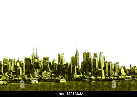 Manhattan visto dal New Jersey - rosa gialla Foto Stock