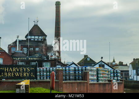 Birreria Harveys in Lewes, East Sussex, Inghilterra. Foto Stock