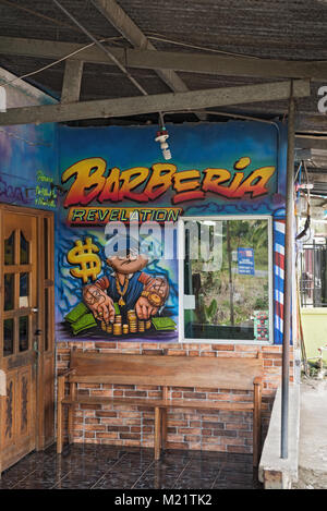 Barber shop in Guabito (Panama) al confine con il Costa Rica Foto Stock