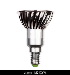 Luce LED lampadina con E14 socket isolato su bianco Foto Stock