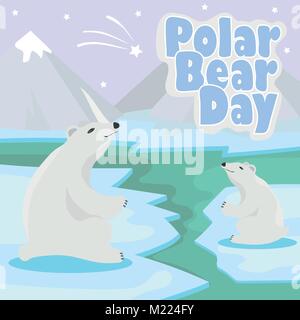 International Polar Bear day poster. Illustrazione di carino orsi polari Illustrazione Vettoriale