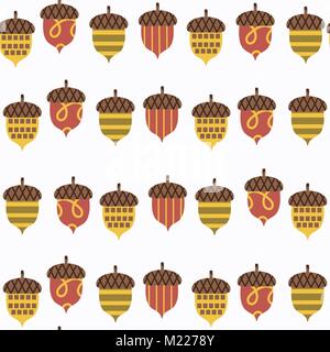 Acorn seamless pattern. Esso si trova nel menu swatch, immagine vettoriale Illustrazione Vettoriale