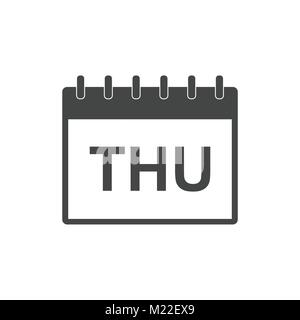 Giovedì calendario pagina icona pittogramma. Semplice piatto pittogramma per business, marketing, internet concetto su sfondo bianco. Trendy moderno vettore symbo Illustrazione Vettoriale
