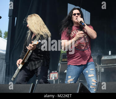 WESTON, FL - 03 aprile: contrassegnare la macellazione di macellazione esegue a Rockfest 80s tenutosi a Markham Park il 3 aprile 2016 in Weston, Florida. Persone: contrassegnare la macellazione Foto Stock