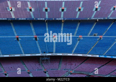 Barcellona, Spagna - 12 gennaio 2018: interno dello stadio sorge e di spazi interni Camp Nou di Barcellona in Spagna Foto Stock