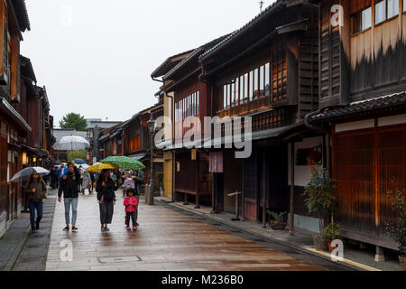 Higashi Chaya strade, un tradizionale intrattenimento dove dsitrict geisha hanno gli ospiti fin dal periodo Edo in Kanaz Foto Stock