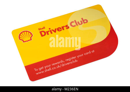 Guscio Drivers Club Loyalty Rewards card isolato su uno sfondo bianco Foto Stock