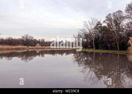 Lago a Karolyi palace in Nagymagocs, Ungheria. Foto Stock