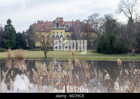 Lago a Karolyi palace in Nagymagocs, Ungheria. Foto Stock