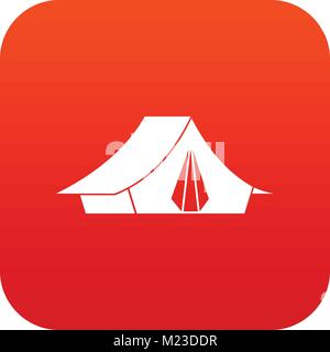 Tenda da campeggio icona rossa digitale Illustrazione Vettoriale