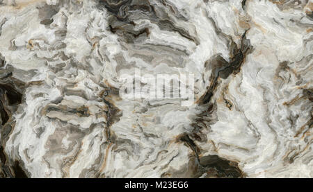 Modello di marmo con parentesi grigio e nero nelle vene. Abstract texture e background. 2D illustrazione Foto Stock