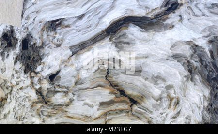 Modello di marmo con parentesi grigio e nero nelle vene. Abstract texture e background. 2D illustrazione Foto Stock