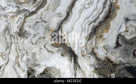 Modello di marmo con parentesi grigio e nero nelle vene. Abstract texture e background. 2D illustrazione Foto Stock