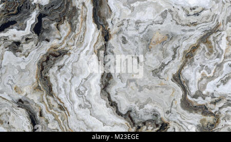 Modello di marmo con parentesi grigio e nero nelle vene. Abstract texture e background. 2D illustrazione Foto Stock