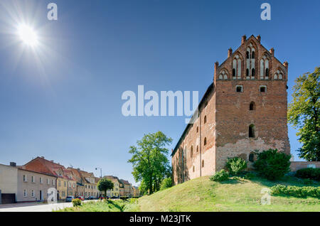 Castello dell'Ordine Teutonico, Dzialdowo (ger.: Soldau), Warmian-Masurian voivodato, Polonia, l'Europa. Foto Stock