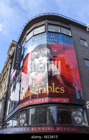 Les Miserables Musical che mostra al Queens Theatre London,UK. Foto Stock