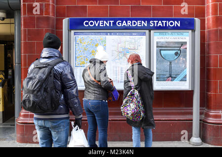 Il Covent garden stazione della metropolitana mappa London,UK. Foto Stock