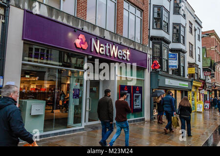 Natwest Bank su Cornmarket Street, Oxford, Oxfordshire, Regno Unito. Feb 2018 Foto Stock