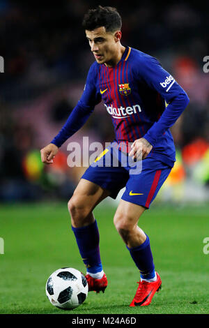 Barcellona, Spagna. Credito: D. 1 Feb, 2018. Philippe Coutinho (Barcellona) Calcio/Calcetto : Copa del Rey semifinali prima gamba match tra FC Barcelona 1-0 Valencia CF a Camp Nou stadium di Barcellona, Spagna. Credito: D .Nakashima/AFLO/Alamy Live News Foto Stock