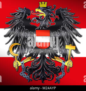 Austria stemma e bandiera, ufficiale simbolo nazionale Foto Stock