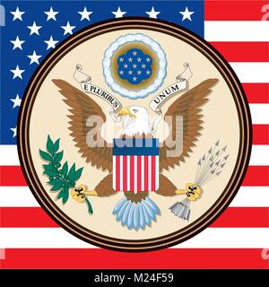 Stati Uniti d'America stemma e bandiera, simboli del paese Illustrazione Vettoriale