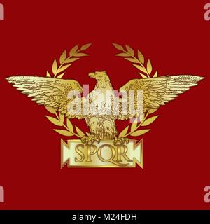 Impero romano storica bandiera e simbolo, SPQR Illustrazione Vettoriale