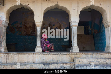 L'antica Galtaji Monkey Temple, Jaipur, India Foto Stock