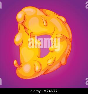 Fuso alfabeto slicky lettera D realistico cartoon illustrazione vettoriale Illustrazione Vettoriale