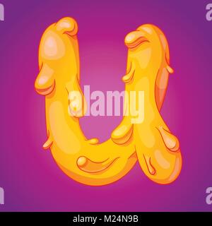 Fuso alfabeto slicky lettera U realistico cartoon illustrazione vettoriale Illustrazione Vettoriale