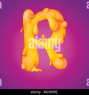 Fuso alfabeto slicky lettera R Realistic cartoon illustrazione vettoriale Illustrazione Vettoriale