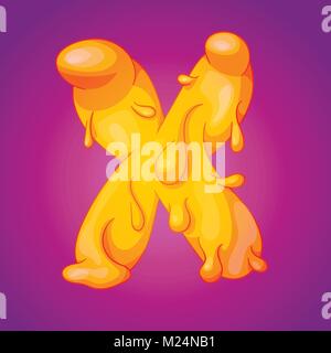 Fuso alfabeto slicky lettera X realistico cartoon illustrazione vettoriale Illustrazione Vettoriale