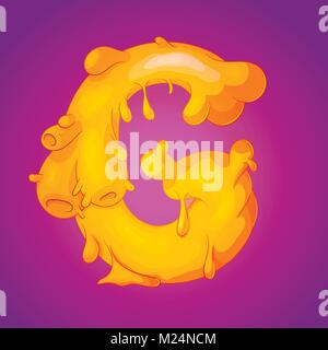 Fuso alfabeto slicky lettera G realistico cartoon illustrazione vettoriale Illustrazione Vettoriale