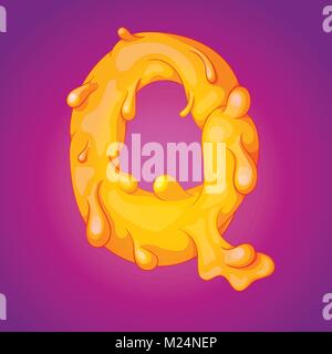 Fuso alfabeto slicky lettera Q realistico cartoon illustrazione vettoriale Illustrazione Vettoriale