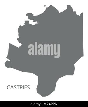 Castries mappa di Saint Lucia illustrazione grigio forma silhouette Illustrazione Vettoriale