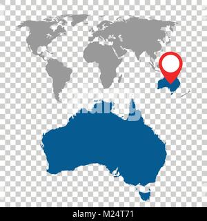 Mappa dettagliata di Australia e il mondo mappa navigazione impostato. Appartamento illustrazione vettoriale. Illustrazione Vettoriale