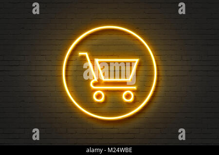 Neon luce icona carrello Foto Stock