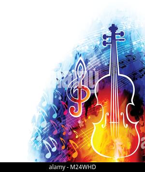 La musica classica lo sfondo con il violino e note musicali Illustrazione Vettoriale