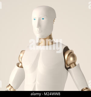 3D rendering elegante bello testa cyborg. Isolato su whitebackground Foto Stock