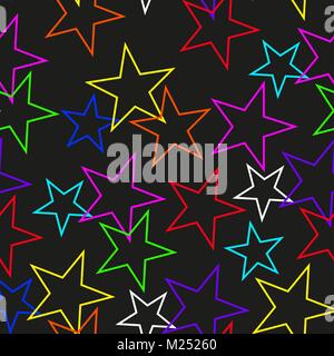 Abstract seamless texture di stelle colorati disposti in un ordine arbitrario . Illustrazione Vettoriale