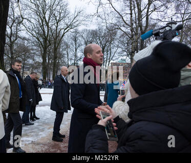 Il Duca e la Duchessa di Cambrigde visitare la Norvegia, febbraio 2018 Foto Stock