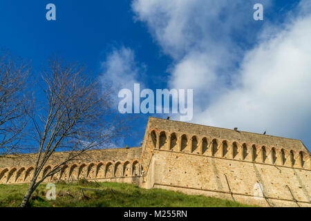 Dettaglio della fortezza medicea di Volterra, Pisa, Toscana, Italia Foto Stock