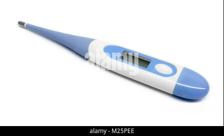 Digitale termometro elettronico isolato su bianco Foto Stock