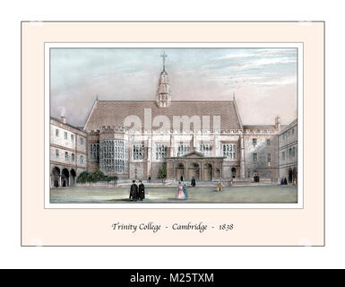 Il Trinity College di Cambridge Design originale basato su di un palazzo del XIX secolo l'incisione Foto Stock