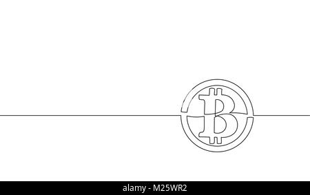 Singola linea continua arte bitcoin cryptocurrency silhouette. Blockchain moderna finanza internazionale di tecnologia bancaria concept design di uno schizzo schizzo illustrazione vettoriale Illustrazione Vettoriale